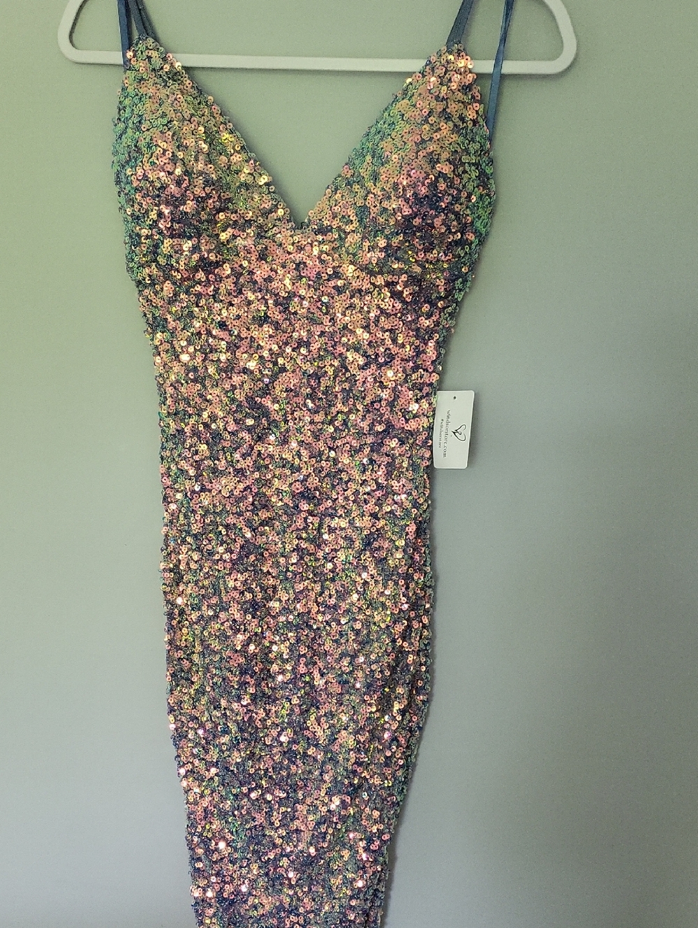 Windsor Iridescent Multicolor Sequin Strapless Dress